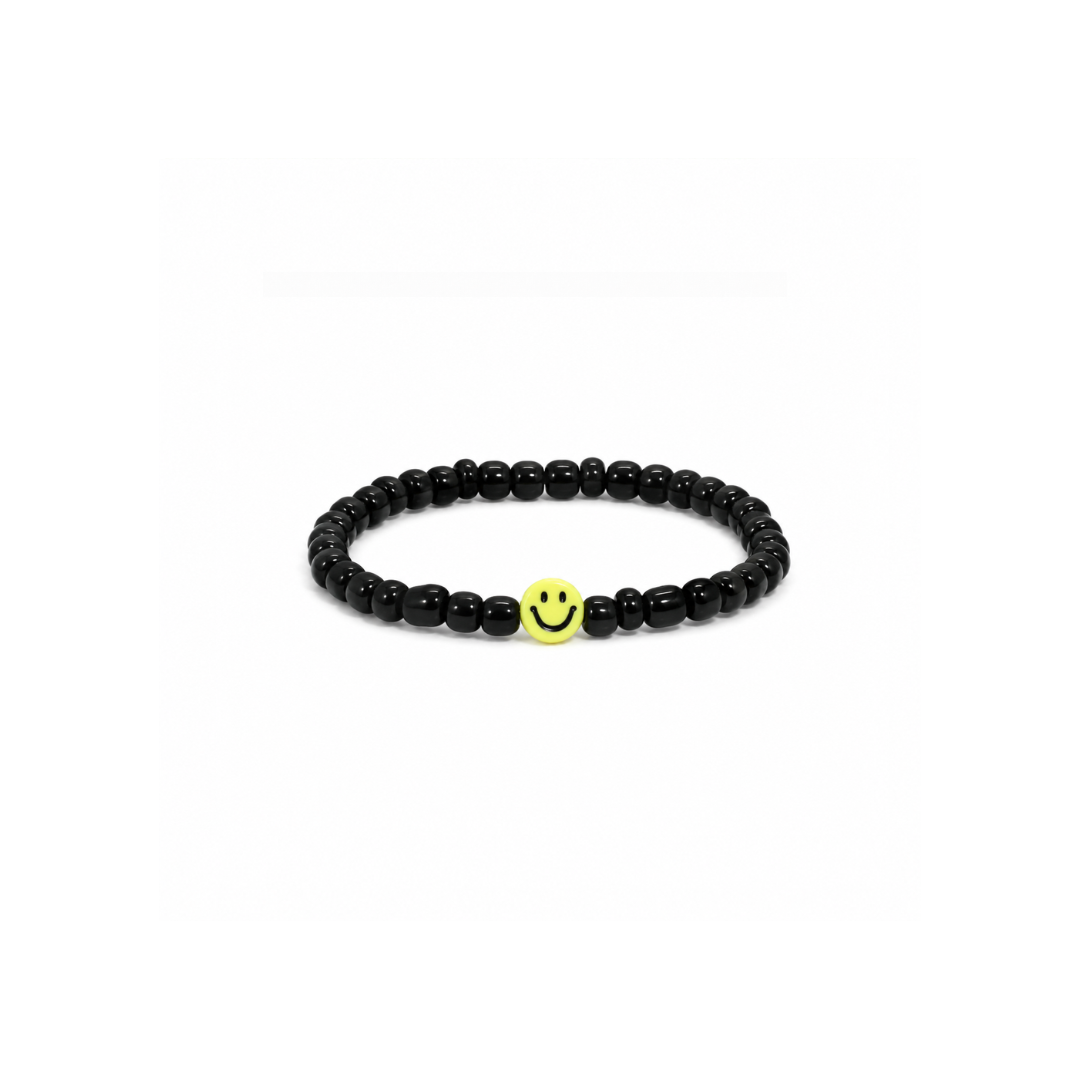 Black Bead Smiley Bracelet
